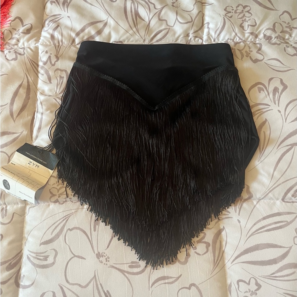 ZYMdancestyle Black Fringe Dance Skirt